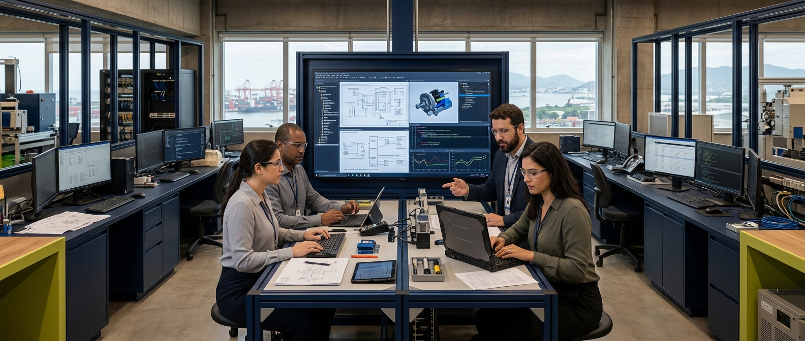 Ambiente premium de engenharia aplicada com tecnologia proprietária, pesquisa e arquitetura sob medida.